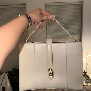 Faux Leather Cream Handbag